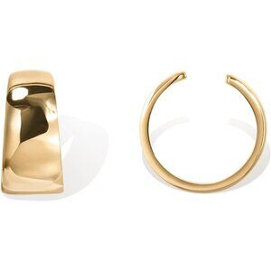 14K Gold Plated 925 Sterling Silver Round Huggie Ear Cuff Gold Earrings for Wome